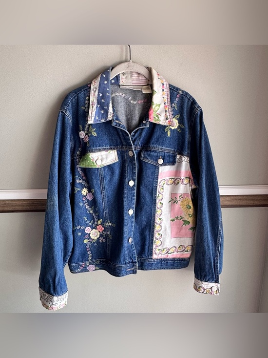Susan Bristol Jackets & Blazers - Susan Bristol Floral Embroidered Patchwork Denim Jacket boho cottagecore